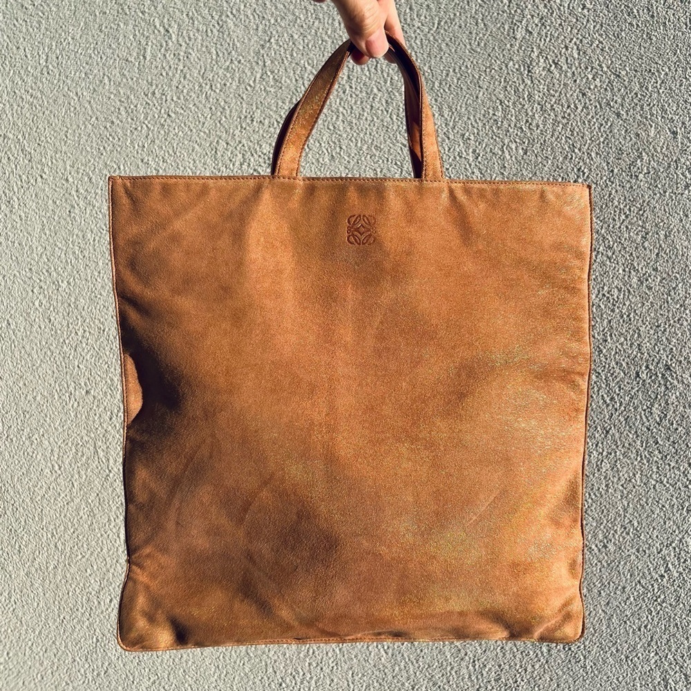 Loewe shiny tote bag suede leather